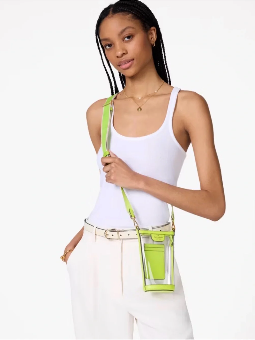 kate spade lime green clear crossbody bag